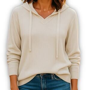 Barefoot Dreams CozyChic Pearl Sweatshirt Hoodie Pullover Small Minimalist NWT